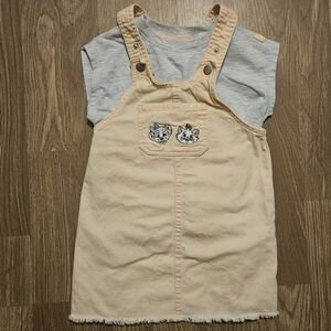 Disney Peach Overall Dress with Gray Tee